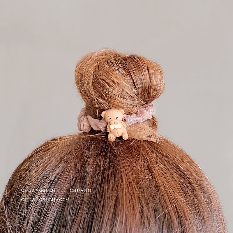 Emiya Korean style hair tie, elegant bun hairstyle for girls, large intestine hair band, popular summer leather band hair tie, 2021 New Style 048 Specification image