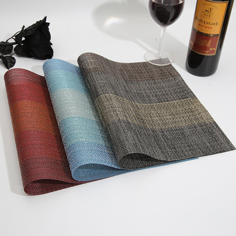 Polyester filament rectangular hotel heat insulation table mat, Western restaurant coaster, PVC table mat with random texture gradient color details Picture