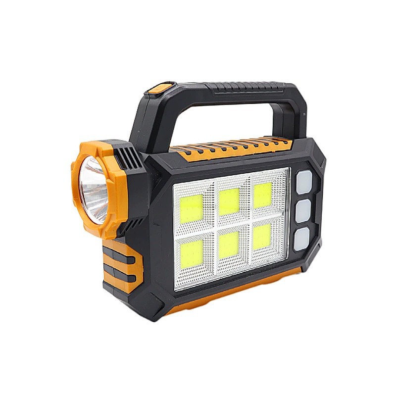 太阳能手提探照灯多功能户外野营强光手电USB充电常亮远射露营灯 