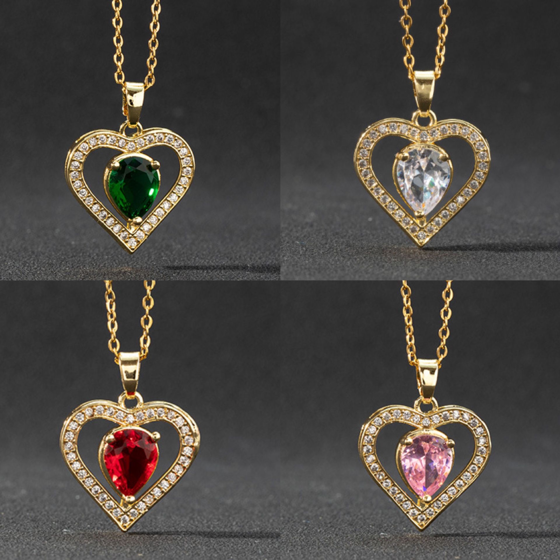 European and American style fashion zircon heart necklace pendant, cold and aloof style for women, hip-hop hoodie sweater chain for women, Instagram trend