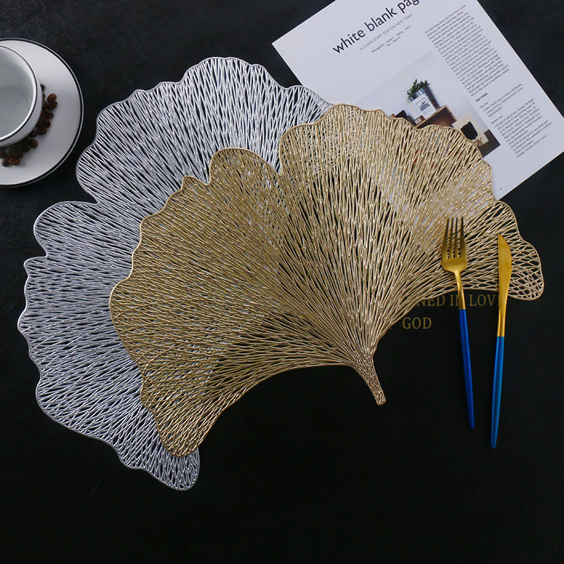 New creative Nordic-style PVC gold-embossed placemats, anti-slip MATS, table MATS, ginkgo leaf MATS, leaf placemats Application Scenario