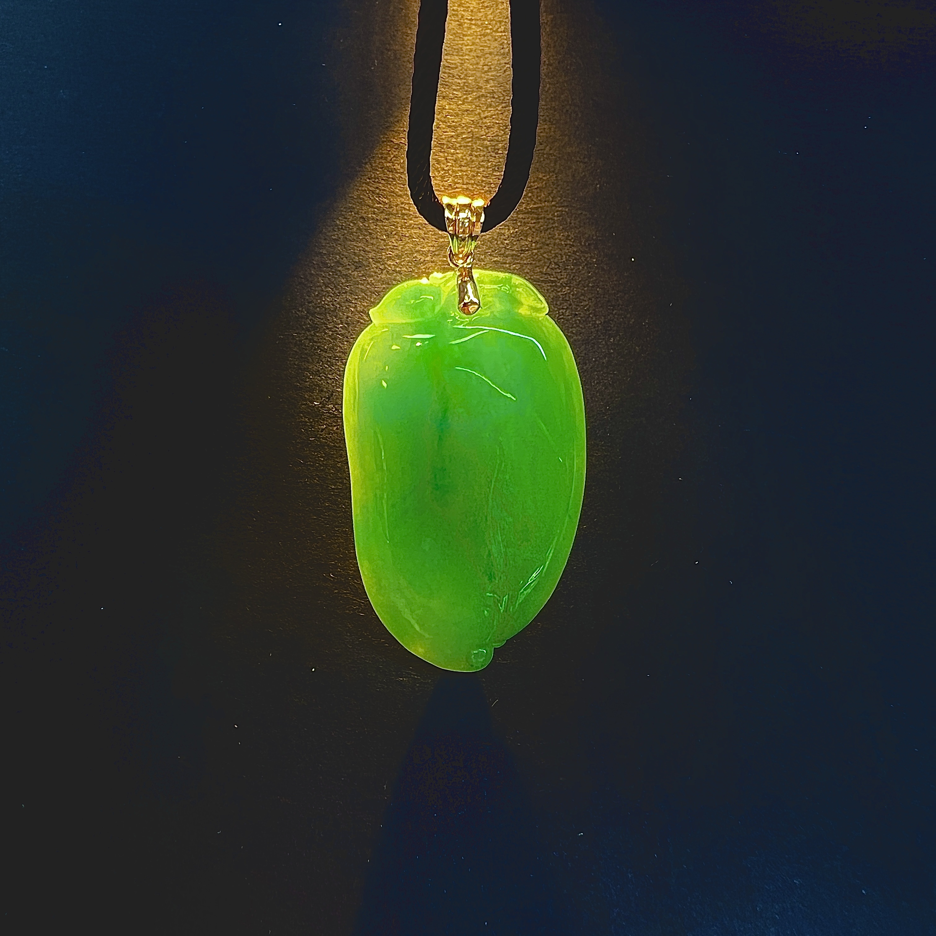 【 Oriental Jade 】 Natural Burmese jadeite A-grade full green gourd jadeite necklace jade jewelry details Picture