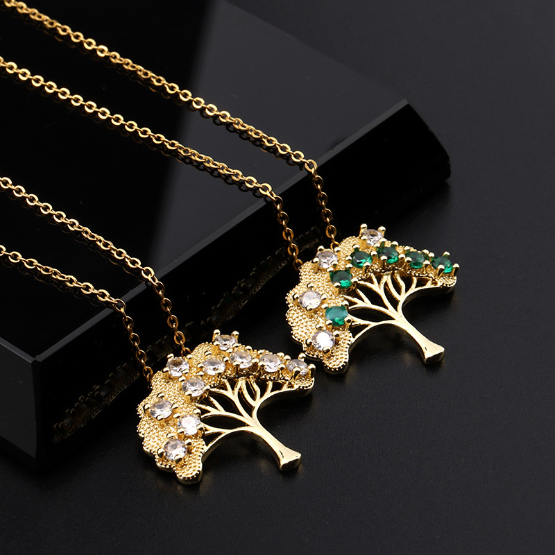 European and American retro life tree pendant, ins trendy and fashionable titanium steel necklace, women's unique design sense, versatile collarbone chain