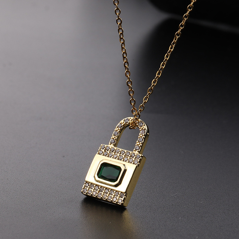 High-end, niche design, full diamond, light luxury, retro and individual lock necklace pendant, elegant, versatile, simple collarbone chain Specification image