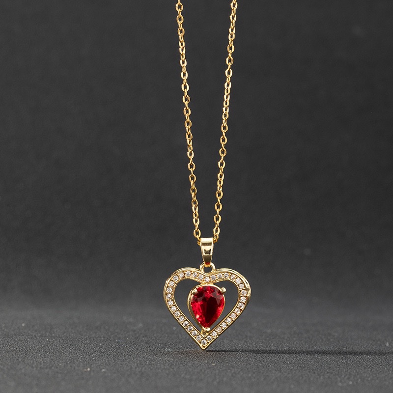 European and American style fashion zircon heart necklace pendant, cold and aloof style for women, hip-hop hoodie sweater chain for women, Instagram trend Item Picture
