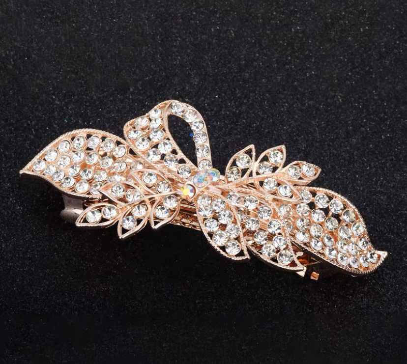 Korean version of fashion foreign style girls hairpin rhinobason bow head buckle hairpin mom elegant thumbnail