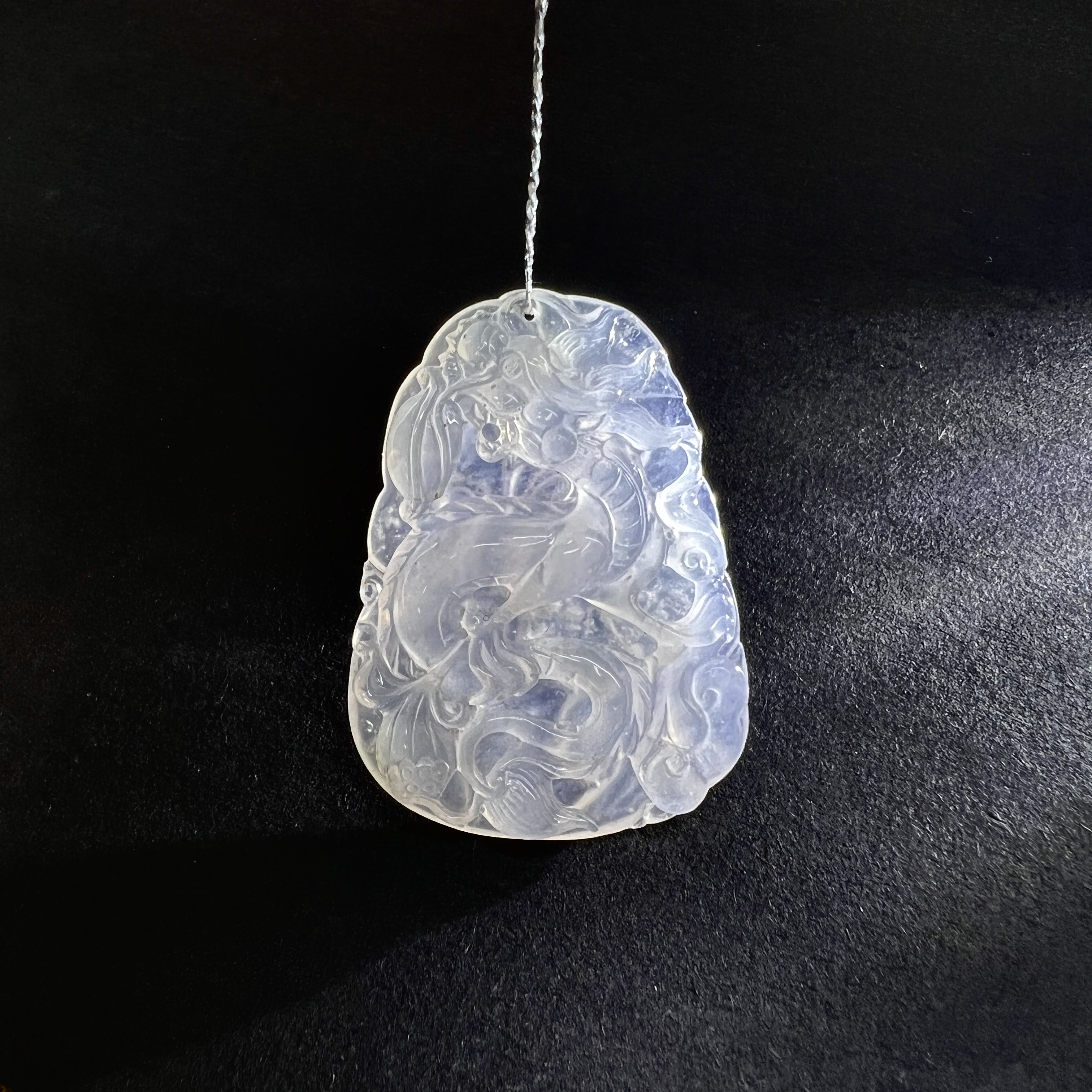 【 Oriental Jade 】 Natural Burmese jadeite A-grade White Ice Dragon brand jadeite neckwear and jade jewelry Specification image