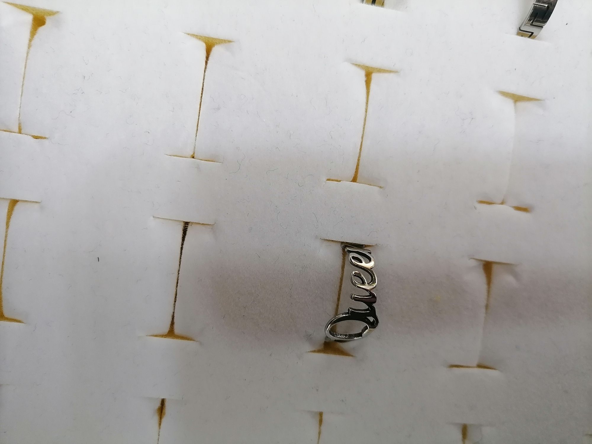 Titanium steel color QUEEN English cut ring, Red Star Jewelry 034-017 details Picture