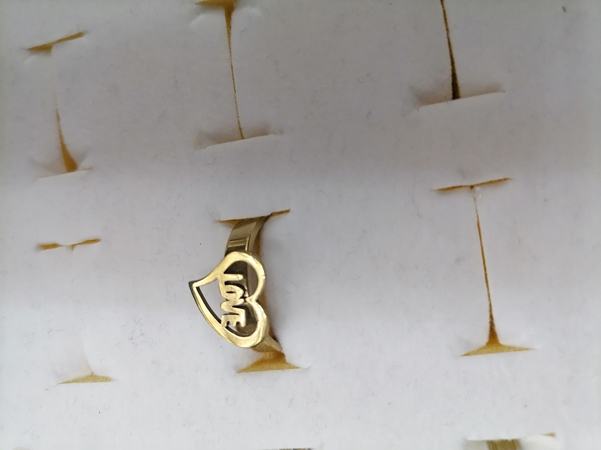 Titanium steel gold skeletonized cut LOVE ring, Red Star 034-014