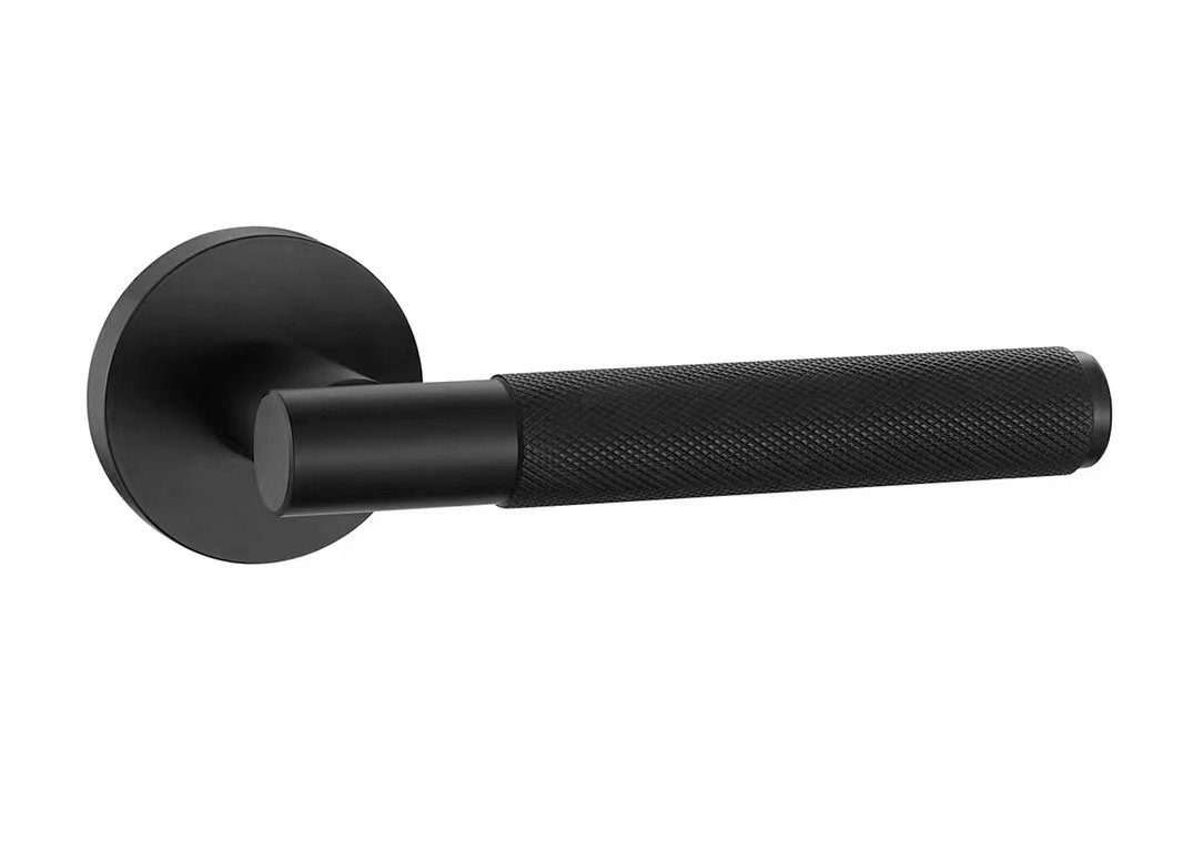 New high-end door handle made of pure black zinc alloy details Picture