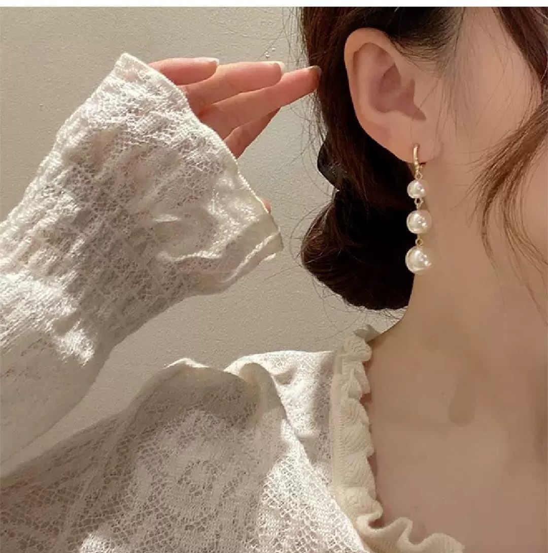 轻奢韩国长款珍珠耳环2022年新款气质女神网红高级感耳坠百搭显脸瘦