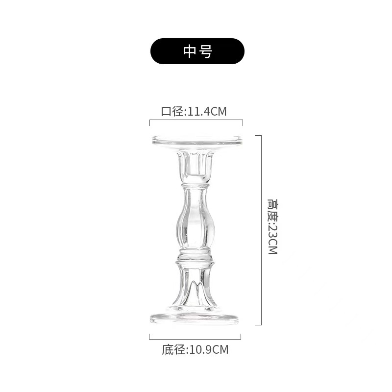 玻璃烛台轻奢家居软装高脚烛台酒店餐厅样板间水晶六棱烛台摆件【六棱烛台三件套】详情图6