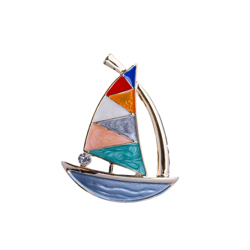 Elegant, cute and fashionable small sailboat brooch, enamel color accessories, clothing pins, clothing accessories Item Picture