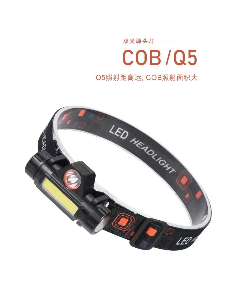 跨境新款迷你强光头灯应急头灯双光源含磁铁101头灯头灯COB+XPE 详情图10