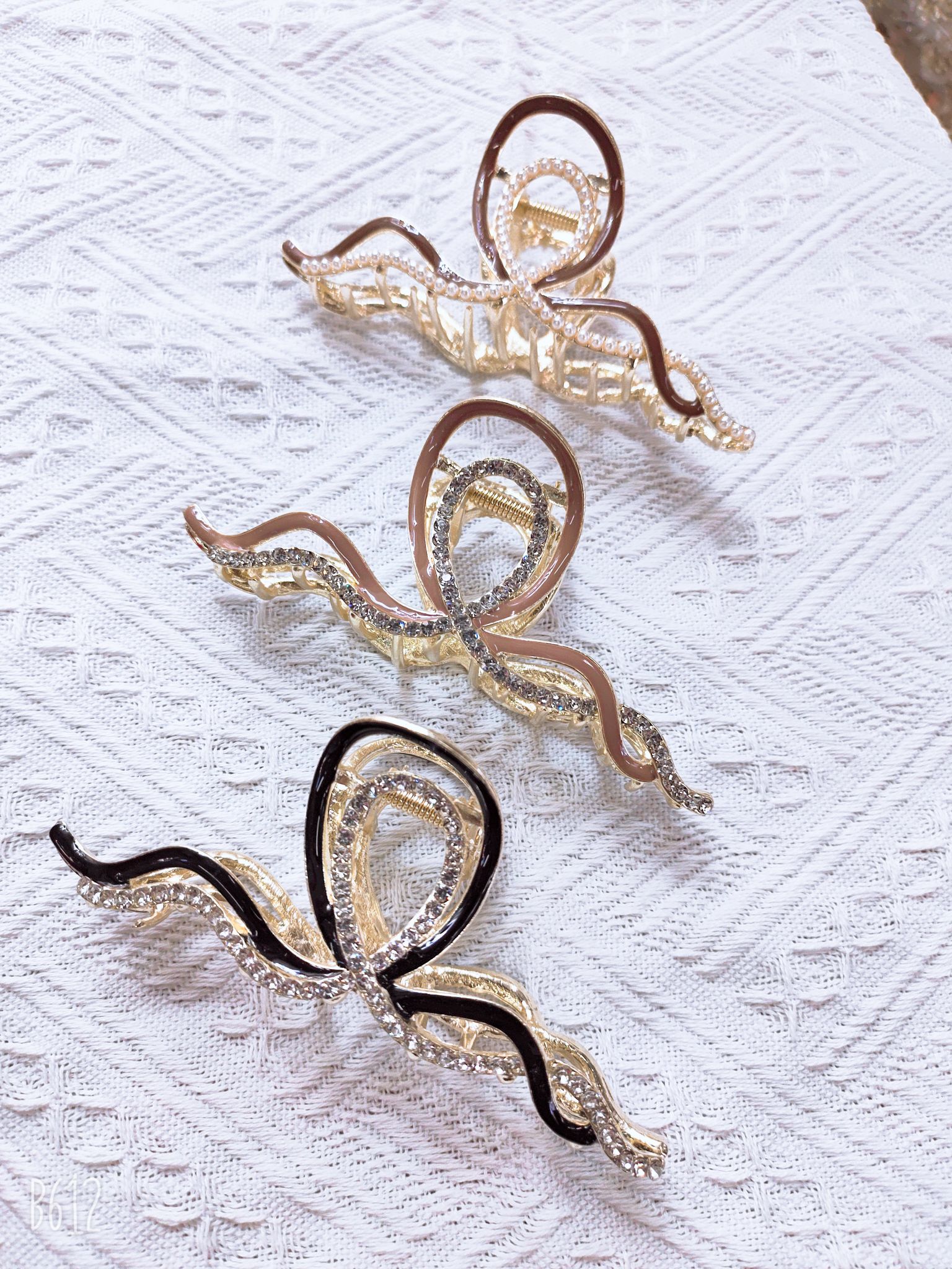 12 pieces of the new Korean wave cute children's rose gold small hair claw crown blue package each details Picture