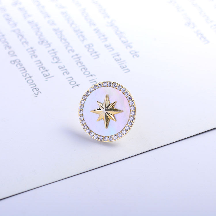 Korean-style fashionable shell five-pointed star personalized small collar pin personalized and fashionable simple zircon little star accessory corsflower personalized Item Picture
