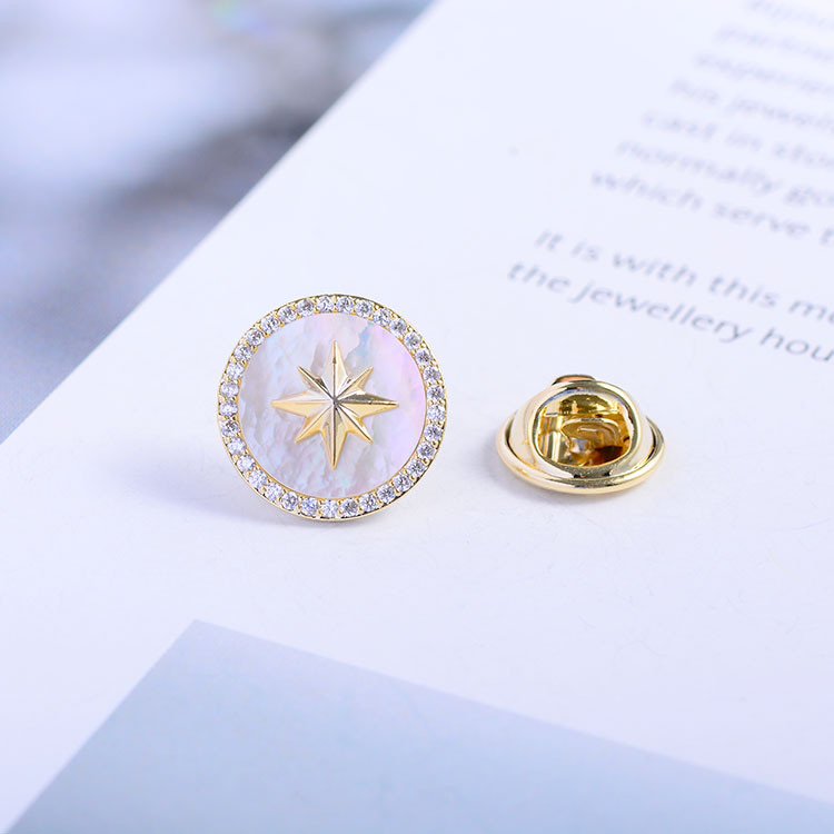 Korean-style fashionable shell five-pointed star personalized small collar pin personalized and fashionable simple zircon little star accessory corsflower personalized Specification image
