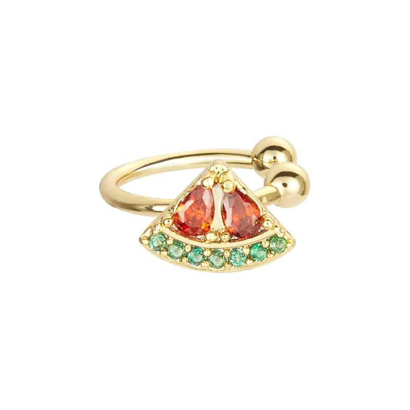 A popular cross-border jewelry item from Europe and America on Instagram, featuring colorful zirconium cherries, peaches, tropical fruits, and gold-plated ear bone clips for women detail image 11