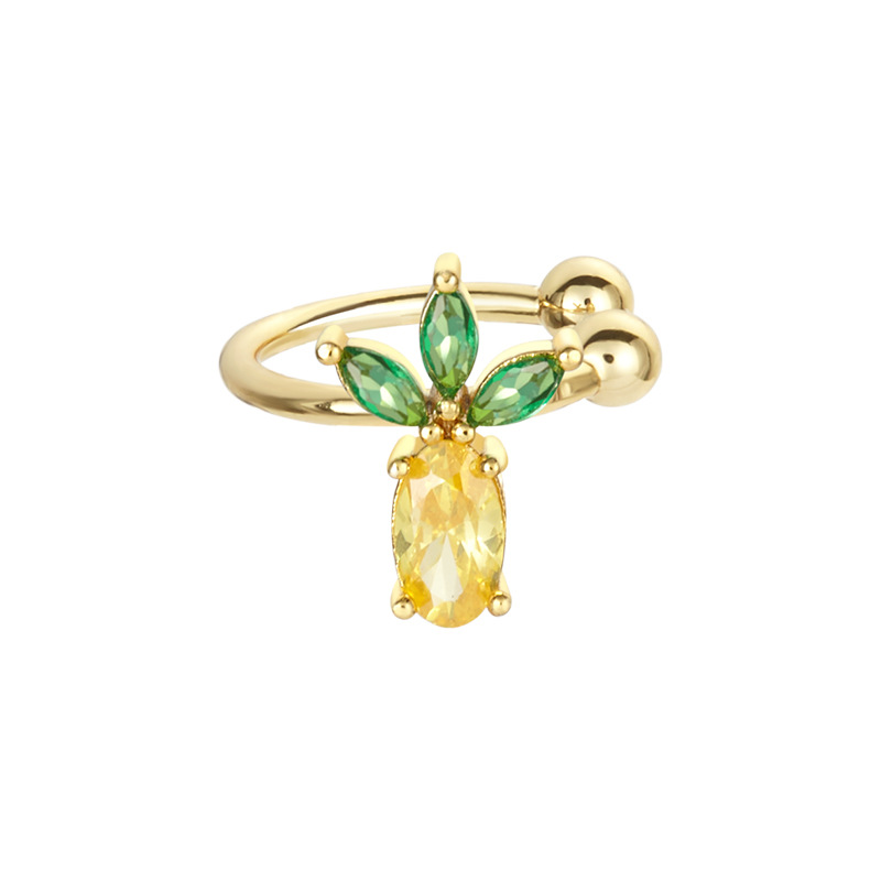 A popular cross-border jewelry item from Europe and America on Instagram, featuring colorful zirconium cherries, peaches, tropical fruits, and gold-plated ear bone clips for women Item Picture