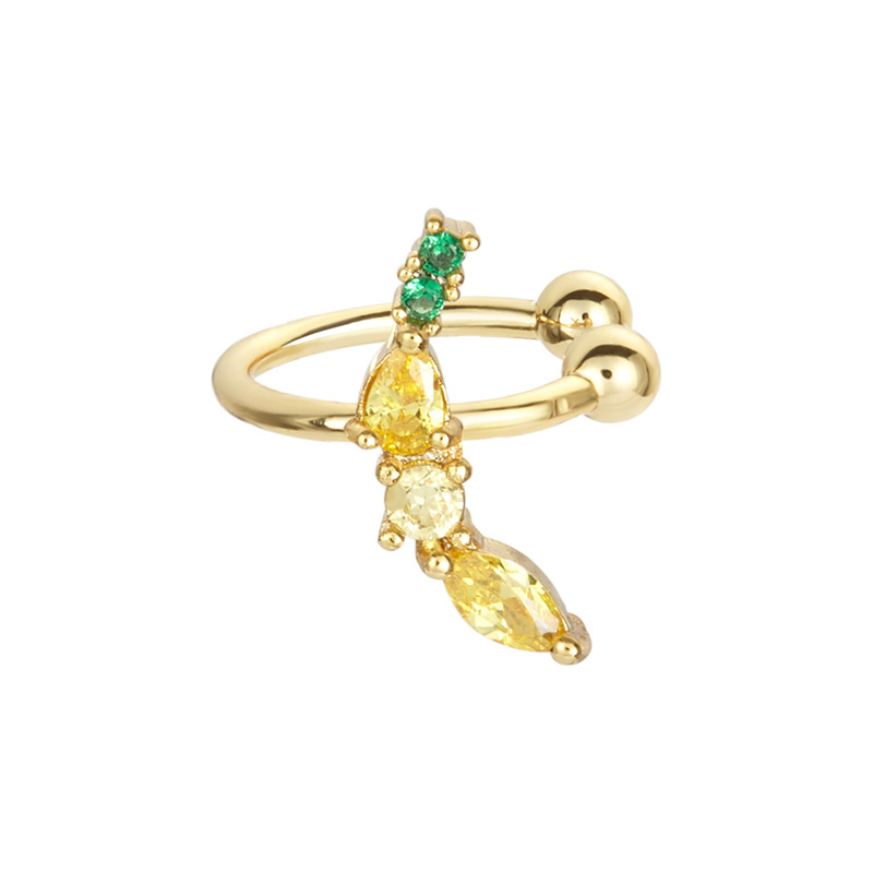 A popular cross-border jewelry item from Europe and America on Instagram, featuring colorful zirconium cherries, peaches, tropical fruits, and gold-plated ear bone clips for women detail image 12