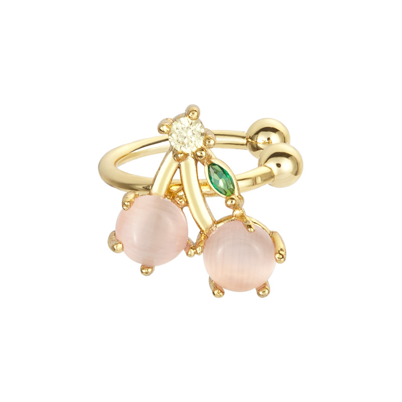 A popular cross-border jewelry item from Europe and America on Instagram, featuring colorful zirconium cherries, peaches, tropical fruits, and gold-plated ear bone clips for women detail image 13