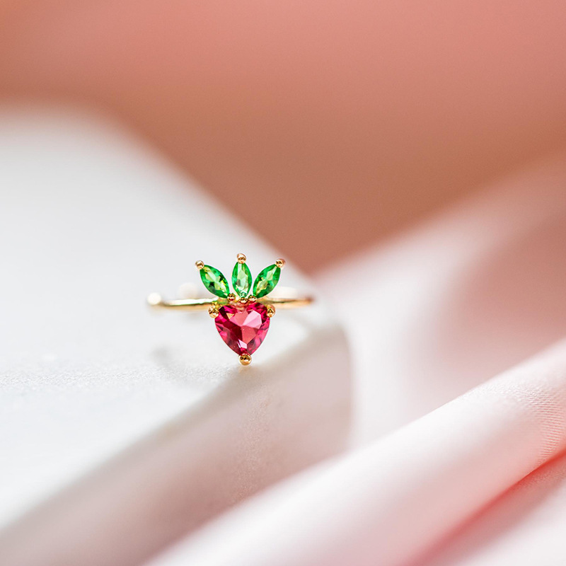 A popular cross-border jewelry item from Europe and America on Instagram, featuring colorful zirconium cherries, peaches, tropical fruits, and gold-plated ear bone clips for women details Picture