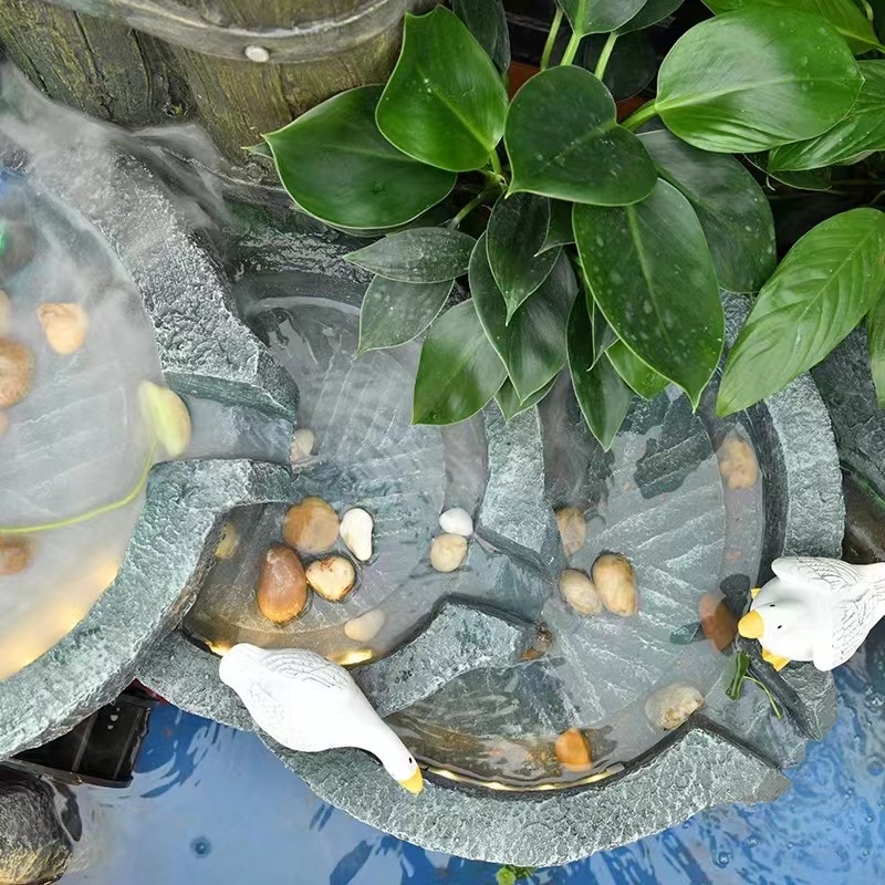 The water flow bonsai, water mist, artificial rockery, water wheel, water ball, stone mill, home decoration, tea room decoration and landscaping, with clouds and mist swirling around Item Picture