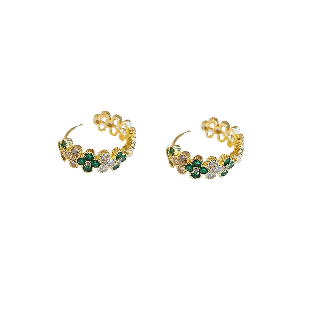 The exquisite and high-end green leaf ear loops and earrings are the same style as those in the 2022 autumn and winter live stream detail image 4