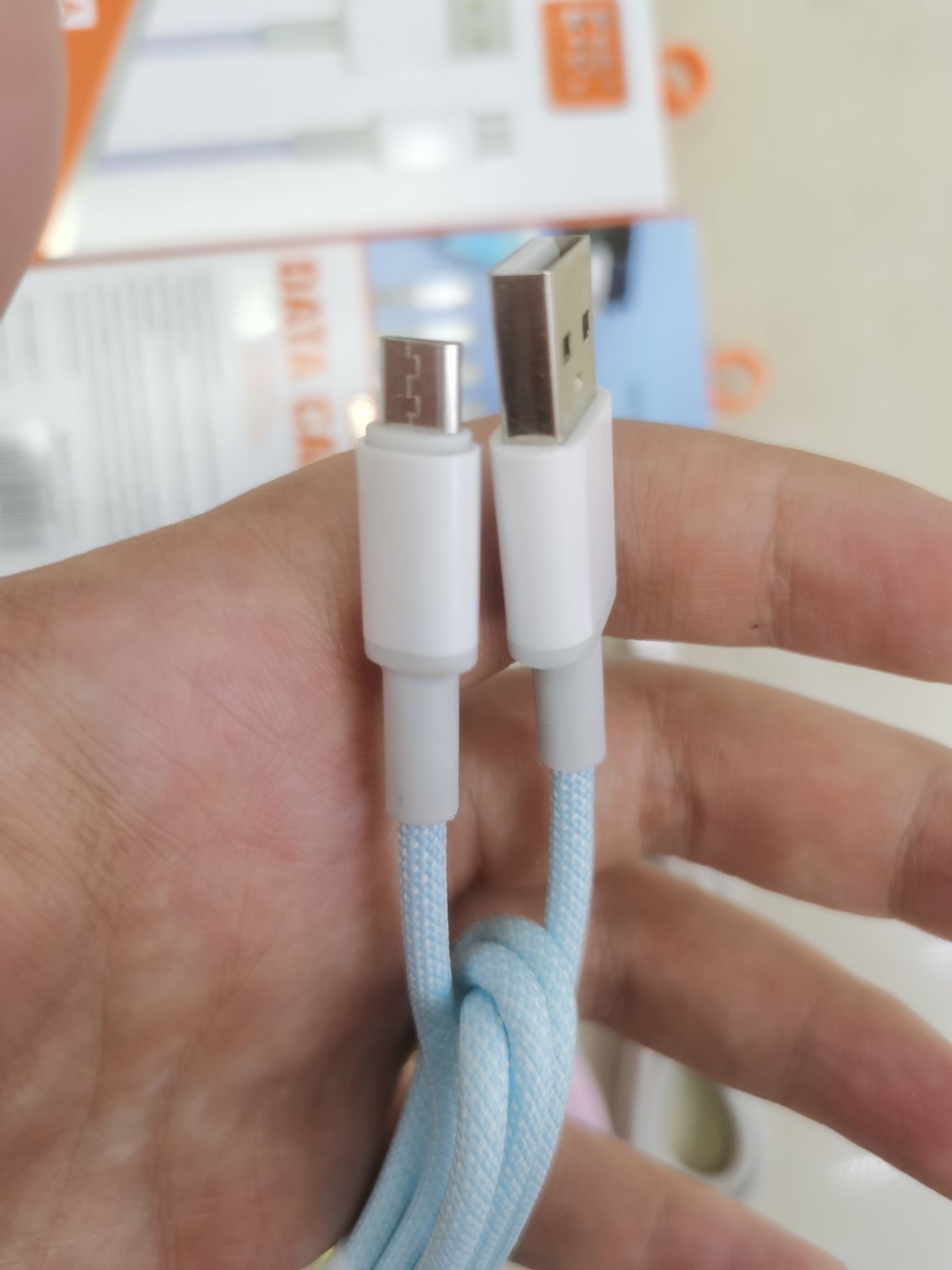 Un metro macaron trenzado cable de datos de carga rápida tres puertos details Picture