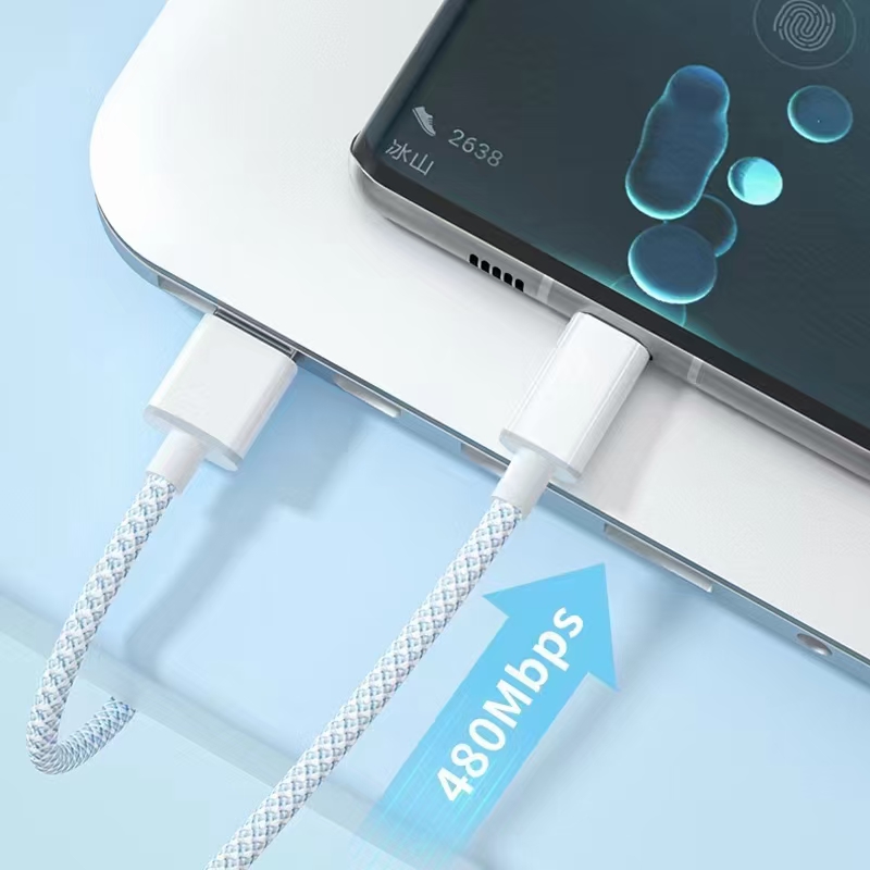 Un metro macaron trenzado cable de datos de carga rápida tres puertos detail image 8