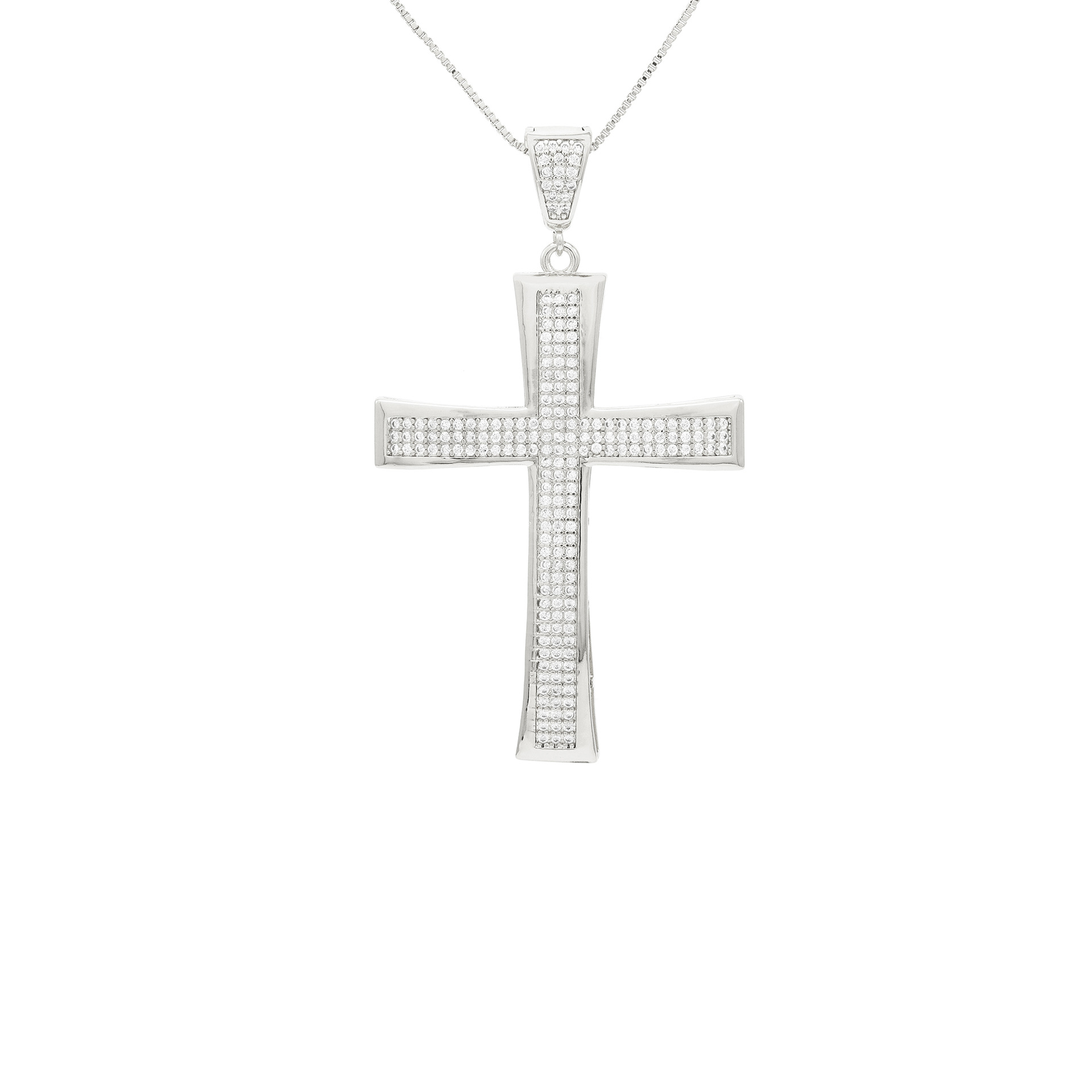European and American hip-hop men and women's powerful full-diamond cross pendant Cuban chain necklace accessories detail image 6