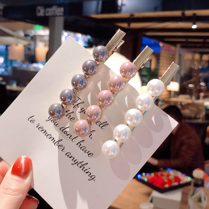Dongdaemun Ins Colored Pearl Hair Clip Simple All-In-One Clip Sweet Personality Adult Side Clip Bangs Hair Clip full figure