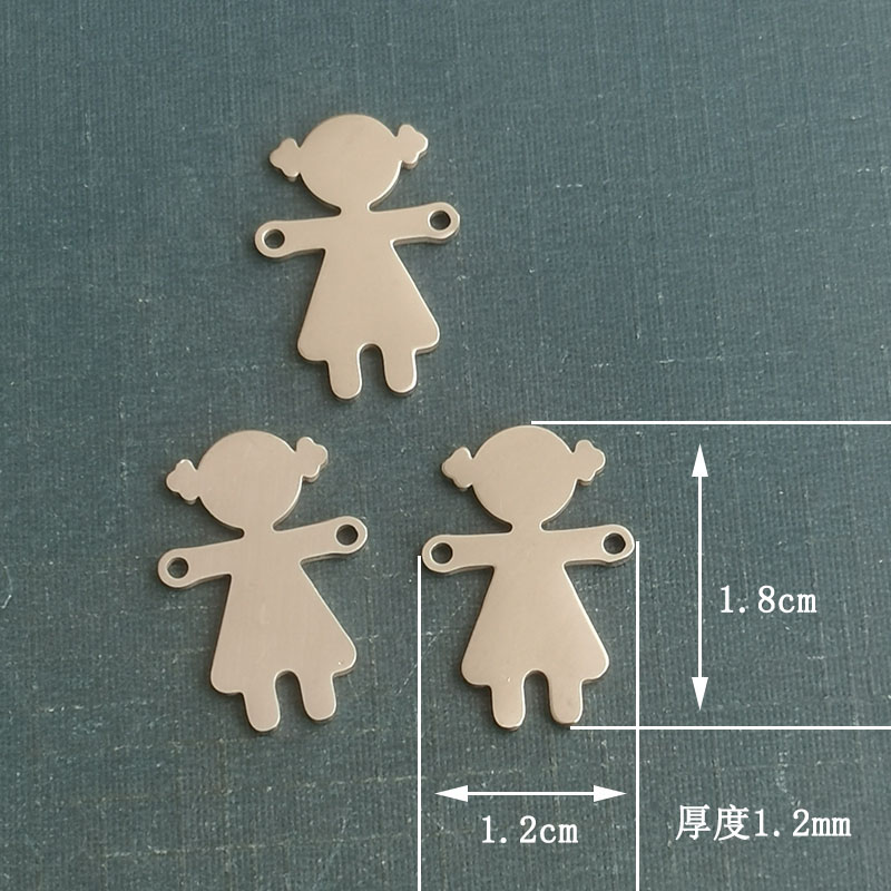 Cross-border new fashion girl bracelet pendant, titanium steel, stainless steel diy jewelry accessory, Instagram small figurine necklace for girls detail image 2
