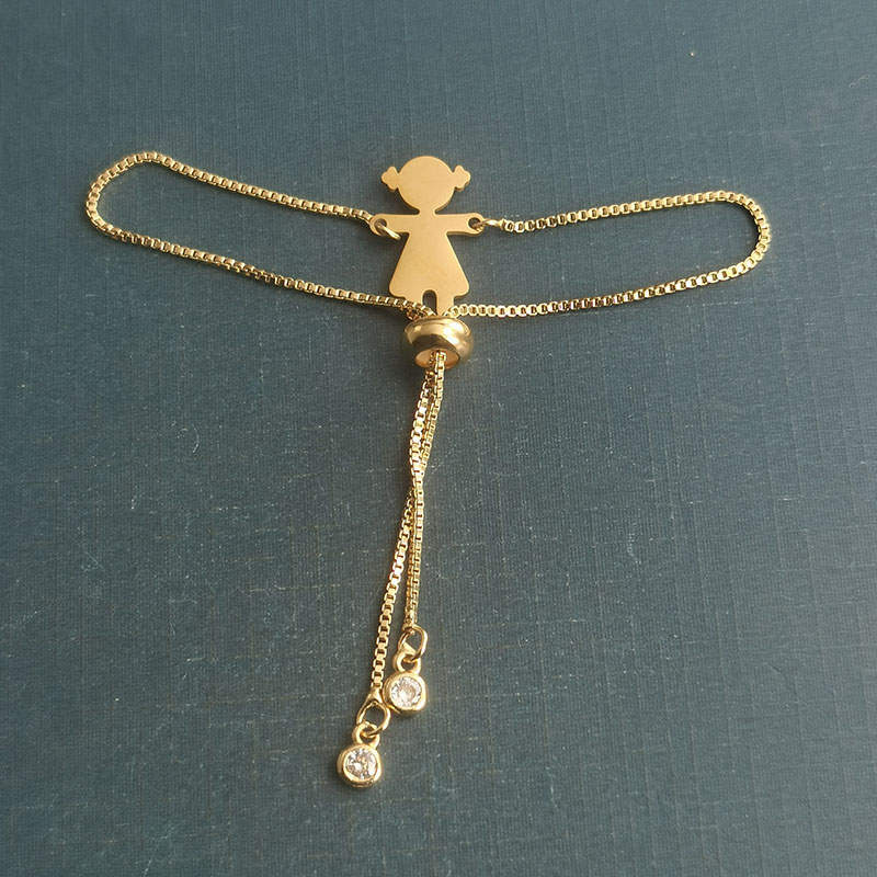Cross-border new fashion girl bracelet pendant, titanium steel, stainless steel diy jewelry accessory, Instagram small figurine necklace for girls Application Scenario