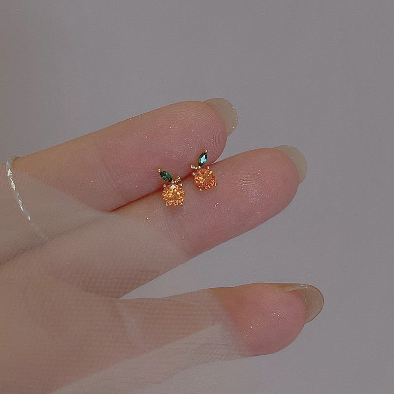 Cherry stud earrings for women Summer fruit series 2022 New trendy, cute and small strawberry and grape earrings detail image 5