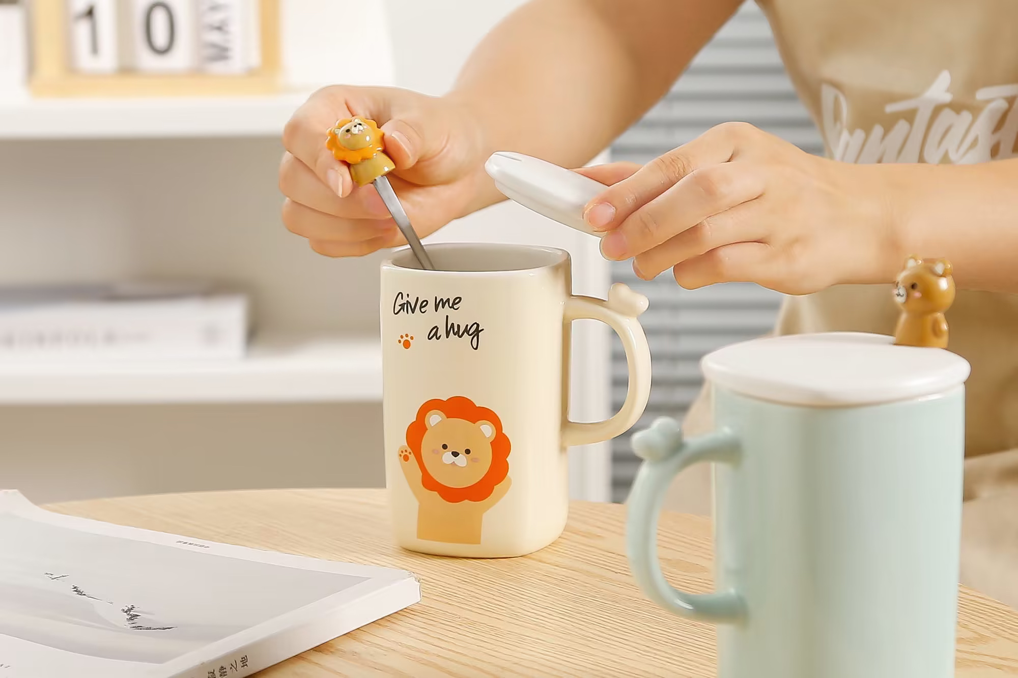 Ceramic cups, cartoon creative cups, lion cups, panda cups, rabbit cups, mugs, gift cups, cute water cups, coffee cups Specification image