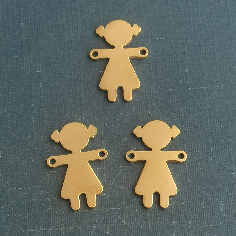 Cross-border new fashion girl bracelet pendant, titanium steel, stainless steel diy jewelry accessory, Instagram small figurine necklace for girls detail image 4