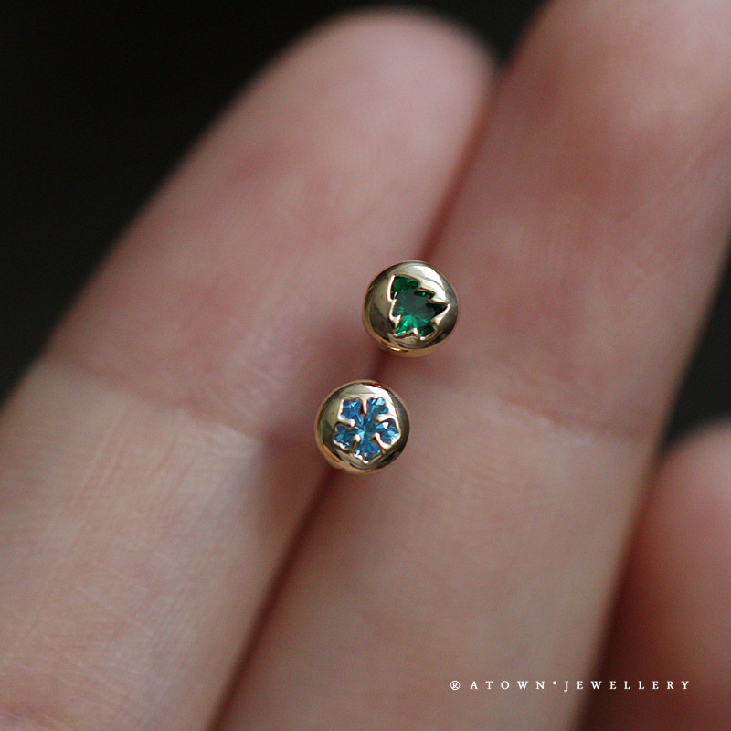 925 sterling silver plated with 14k gold stud earrings, Christmas series, colorful zircon bean earrings, snowflake deer star earrings detail image 4