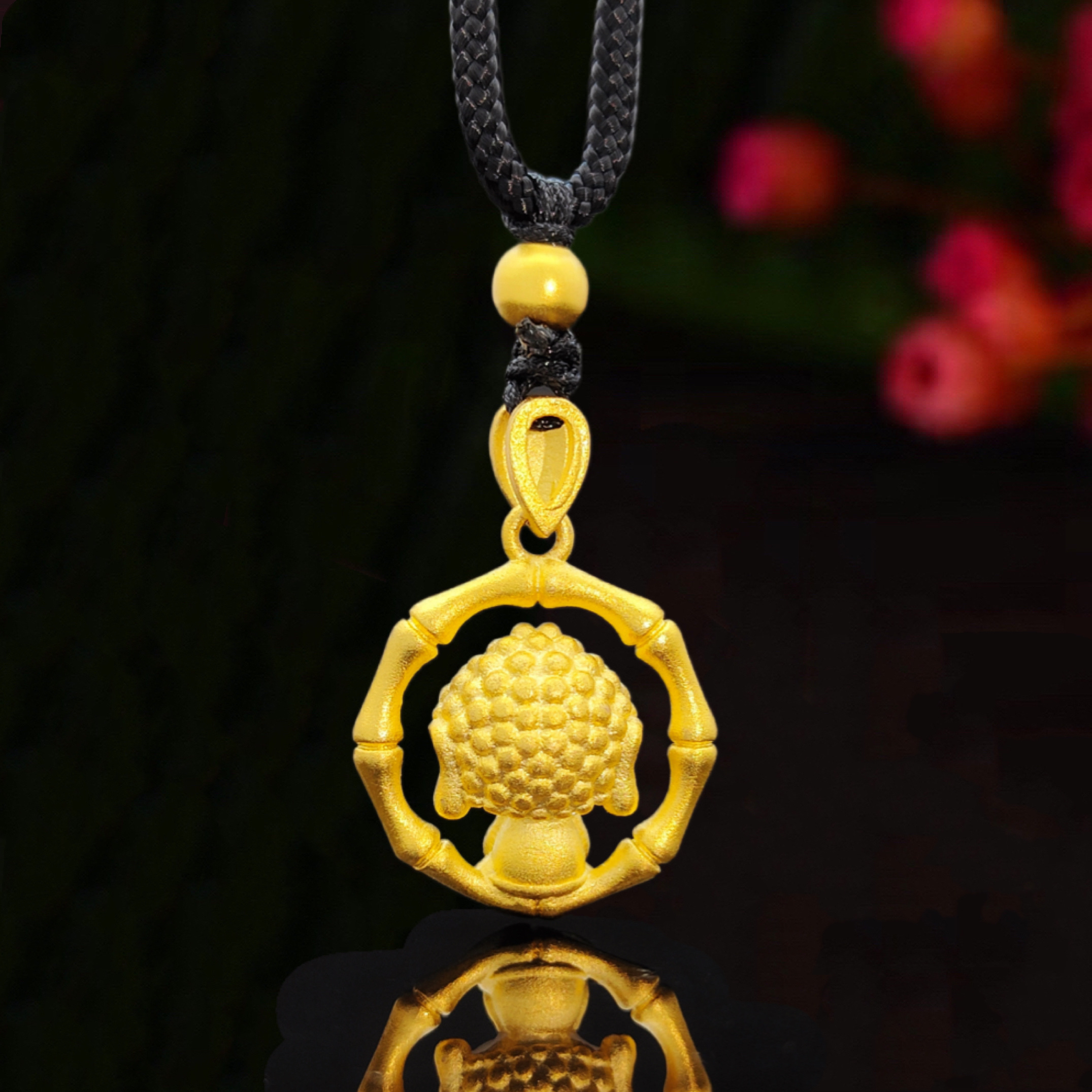 竹节笑脸萌佛吊坠项链细节图