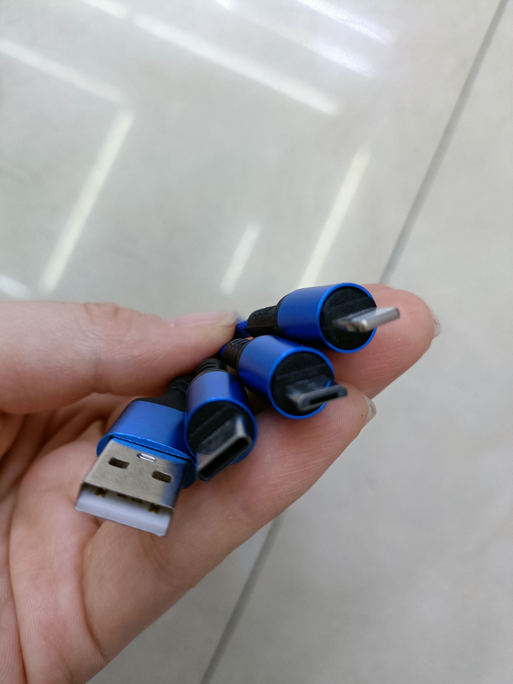 Fabric four-in-one keychain data cable detail image 5