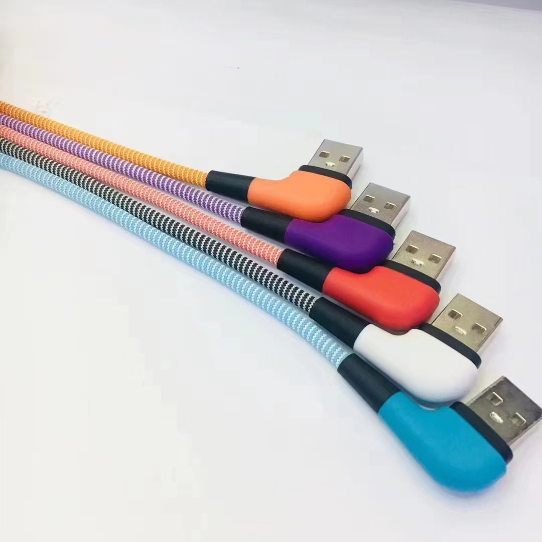 毛毛虫双弯头手机数据线 细纹编织线身详情图14