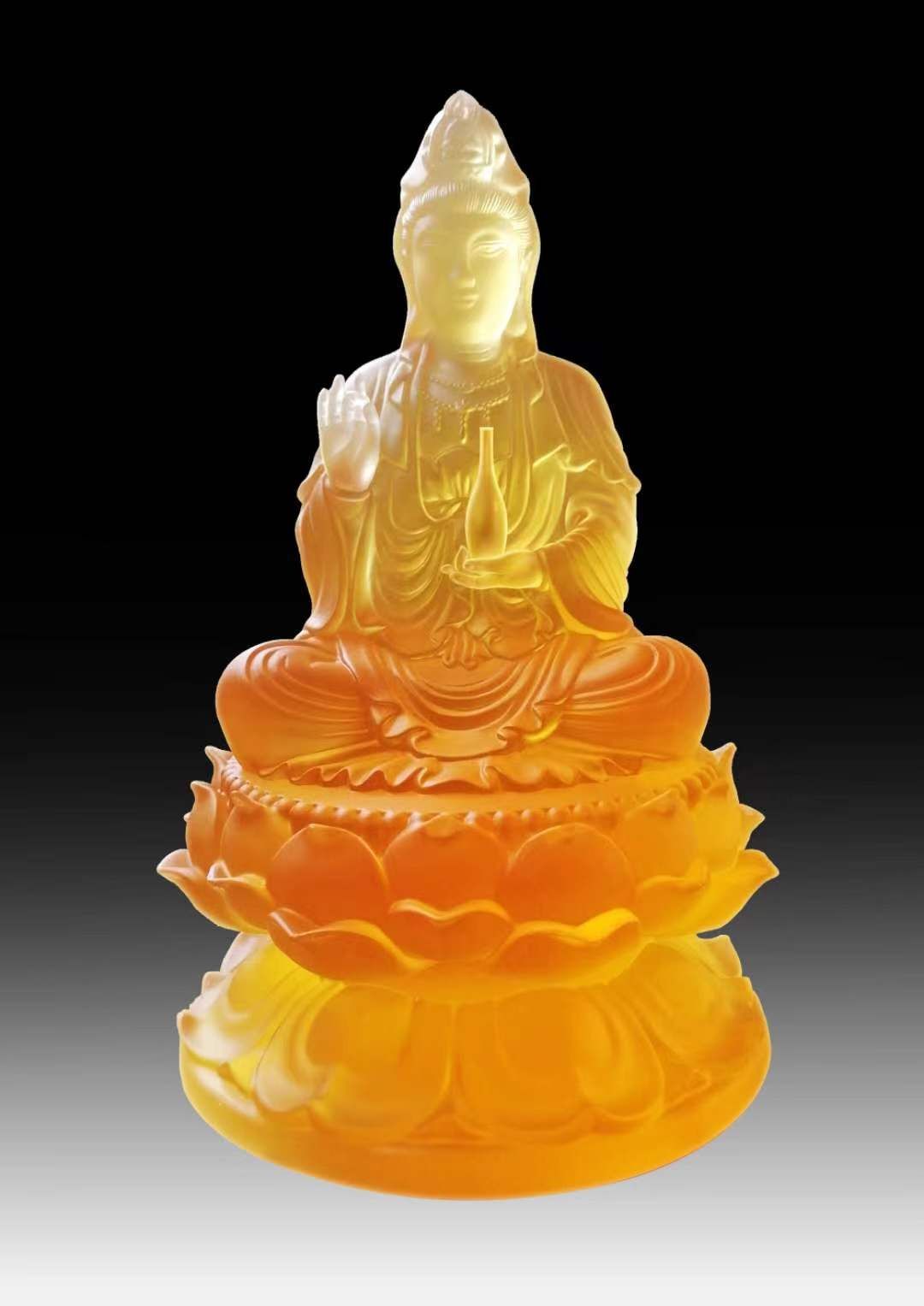 Helian Culture's premium craftsmanship water glass Guanyin Bodhisattva Buddha statue, free shipping for home worship, home Buddhist hall decoration handicrafts and ornaments