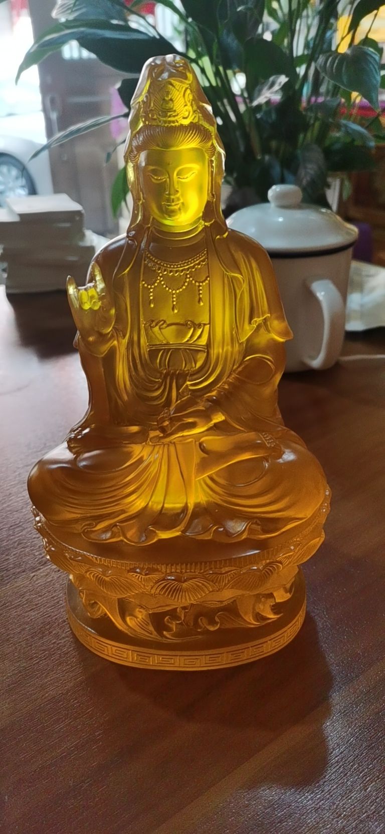 "Free shipping for home decoration of home Buddhist halls and decorative handicrafts of water glazed Bodhisattva Buddha statues from Helian Culture. details Picture