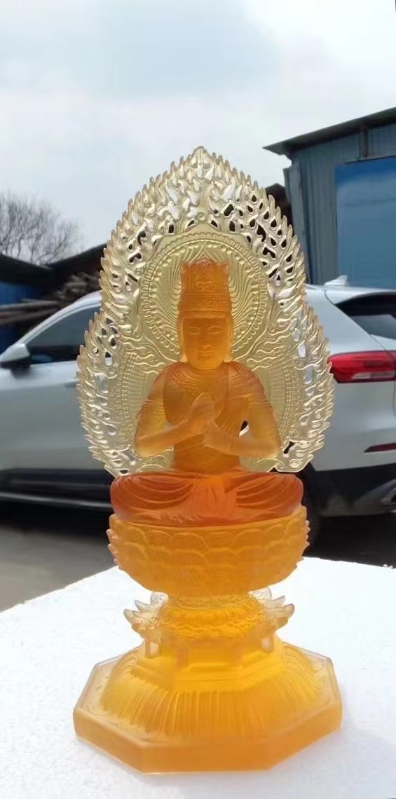 "Free shipping for home decoration of home Buddhist halls and decorative handicrafts of water glazed Bodhisattva Buddha statues from Helian Culture. Application Scenario