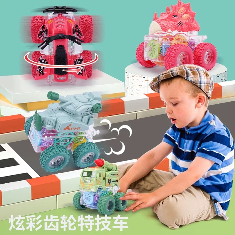 Junshengxing four-wheel drive off-road vehicle, toy, luminous gear, inertial engineering vehicle, flip vehicle, rotating vehicle, stunt vehicle, fire engine Item Picture