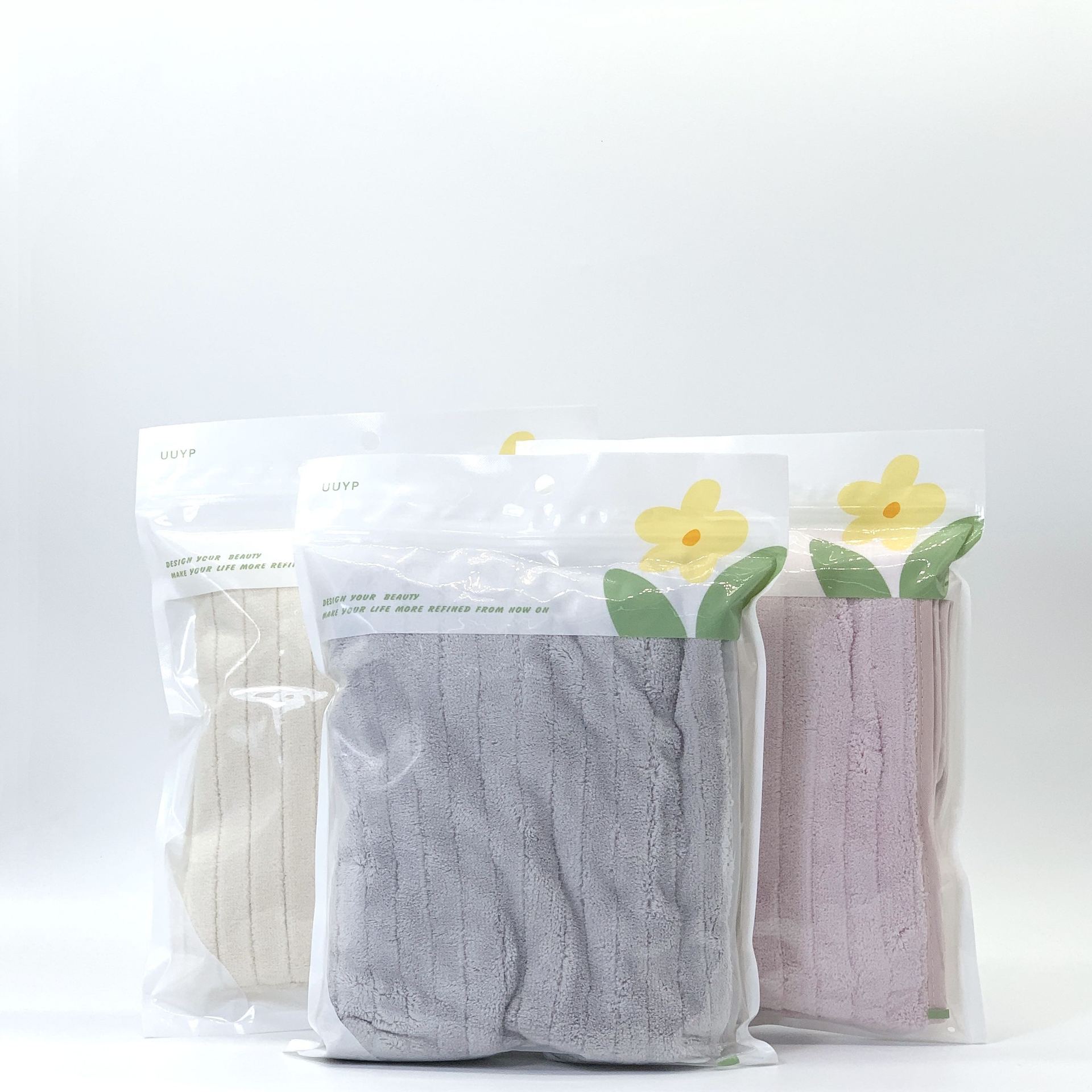 Weekend Garden Series: Plain single dry hair cap, shampoo and hair towel