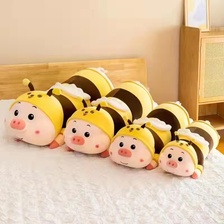毛绒玩具可爱趴蜜蜂猪抱枕120CM-100CM-80CM-60CM