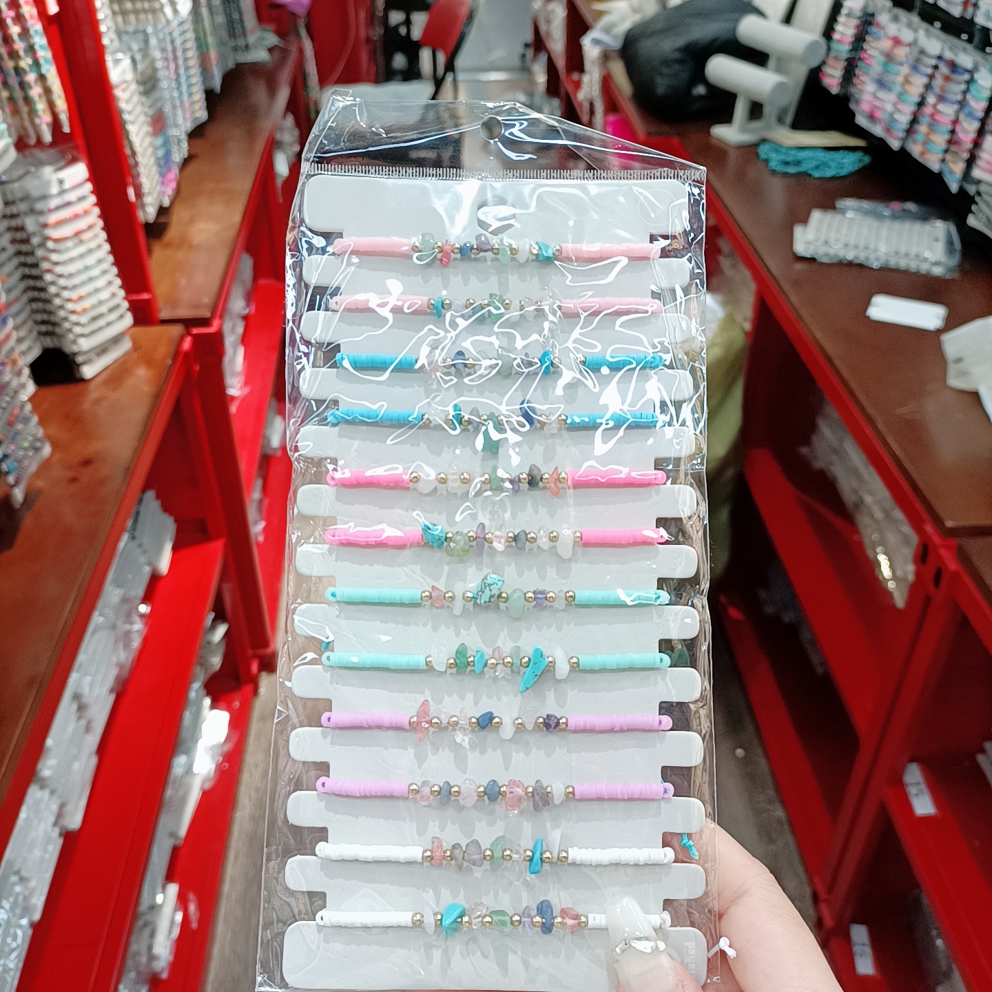 亚马逊热销7颗彩色小碎石3里彩色软陶手链