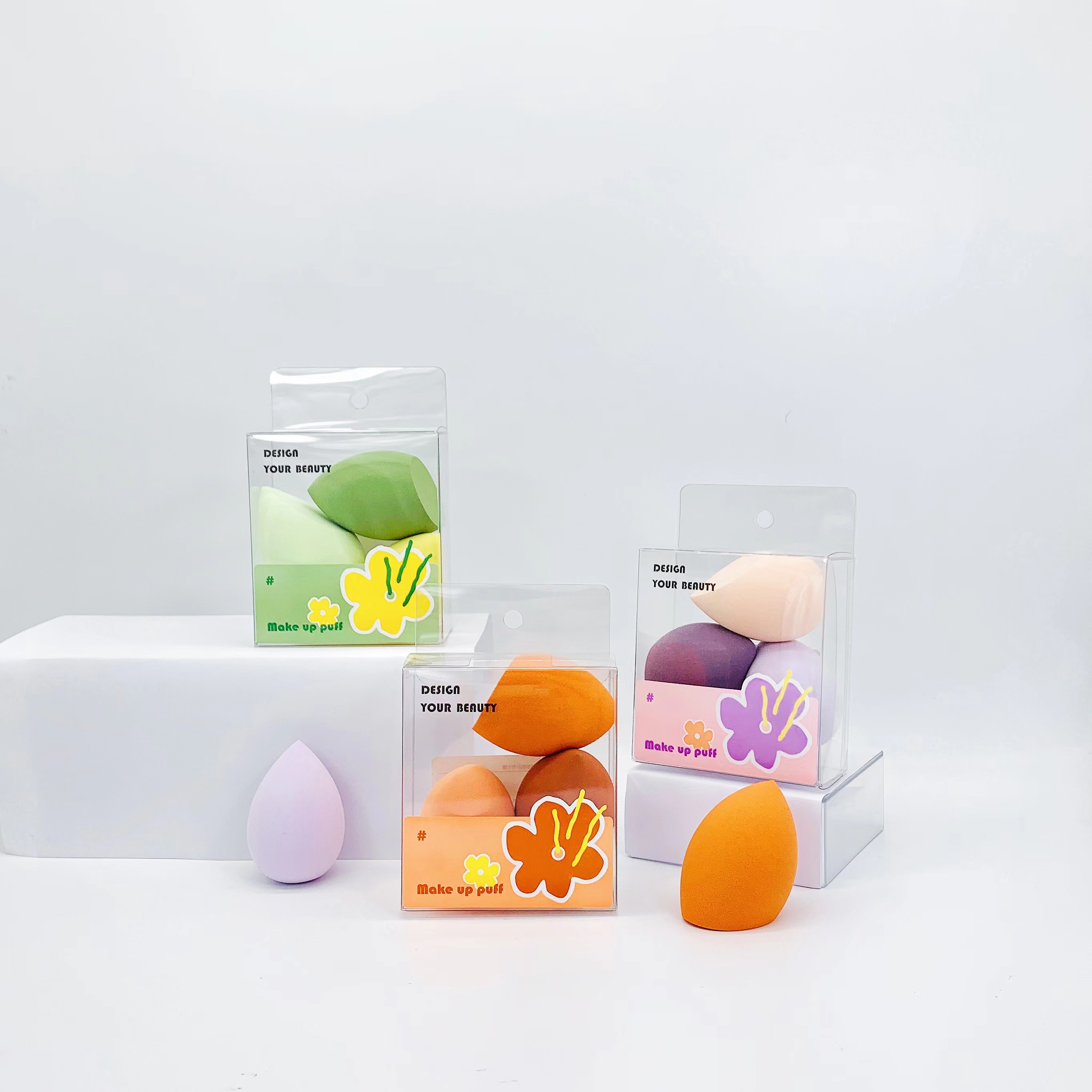 Three sets of skin-friendly powder puff beauty eggs