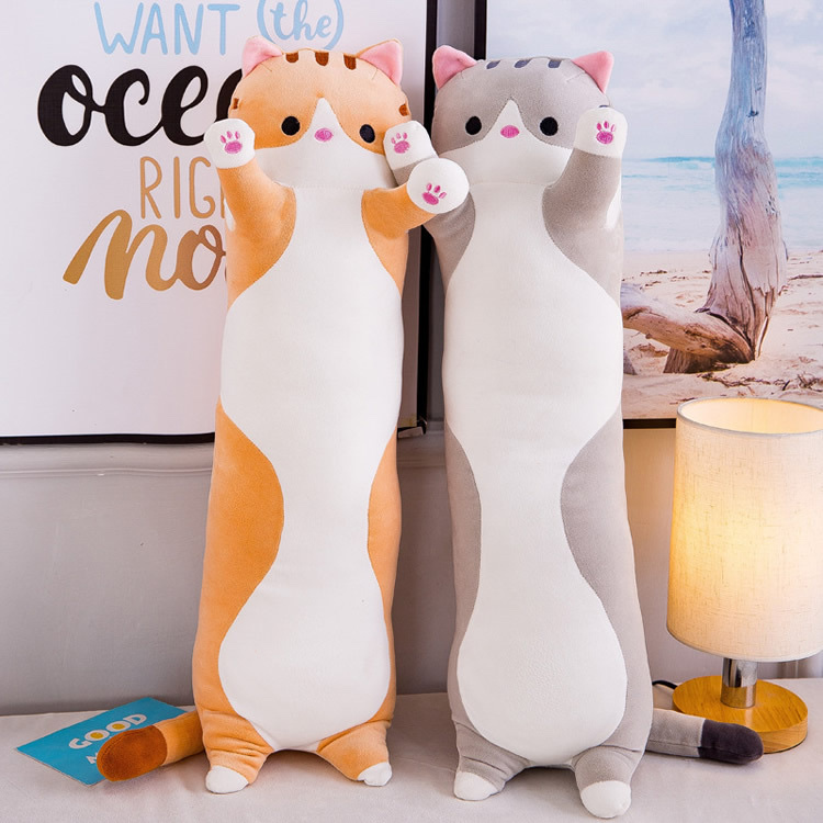 Cross-border large-sized long and cute cat pillow figurines, foreign trade sleeping pillows, girls' gifts, plush toys wholesale